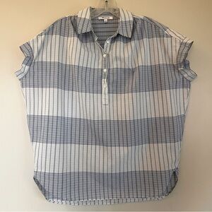 Madewell S-M peasant top cotton pop over sleeveless white blue stripe cotton